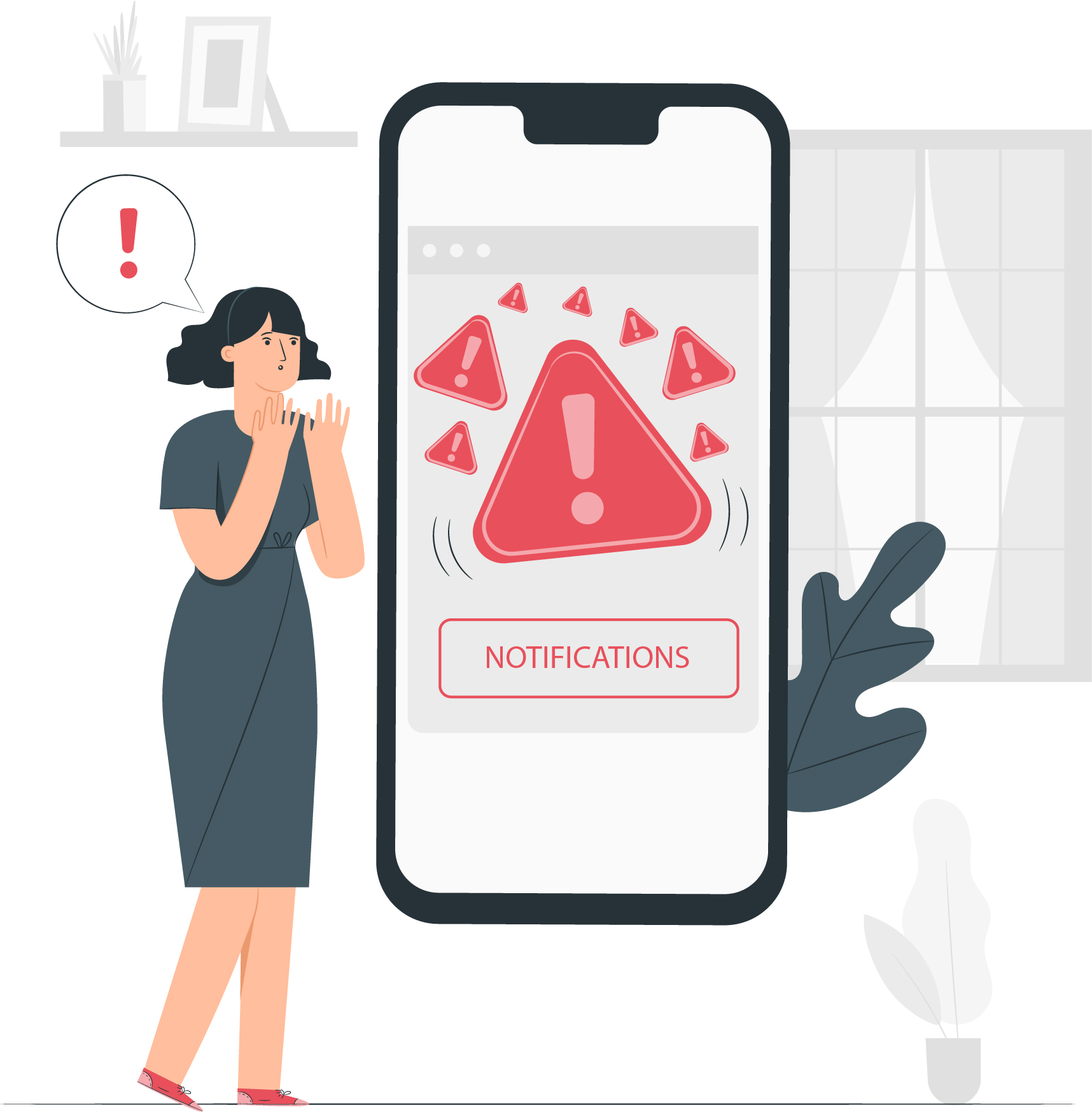 A person getting worried with a lot of notifications. Sorted AI manages it for the users.